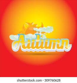 beautiful autumn illustrations . vector autumn label. autumn icon with sun. Stylized design element. Autumn Background design for banner, poster, flyer, cover, brochure. Logo design.