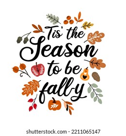 Beautiful autumn isolated typographic illustration vector