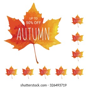 Beautiful autumn leaf. Sale. Easy to change colors. Vector