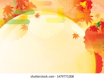 Beautiful autumn leaves background illustration with curvy frame