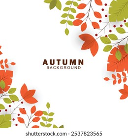 Beautiful autumn leaves decorative border frame vector template