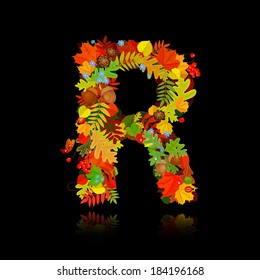 Beautiful autumn leaves. letter r