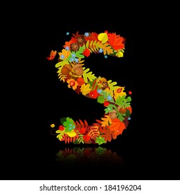 Beautiful autumn leaves. letter s