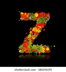 Beautiful autumn leaves. letter z
