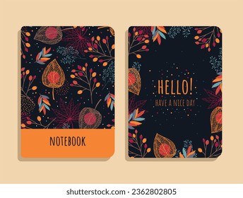 Hermosa portada de cuaderno de otoño. Diseño de hojas de otoño. Para cuadernos, planificadores, folletos, libros, catálogos, etc. 