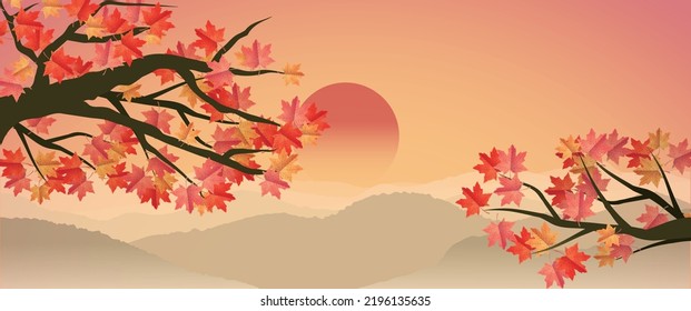Beautiful autumn red maple background