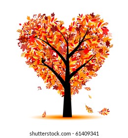 Beautiful Autumn Tree Heart Shape For Your Design