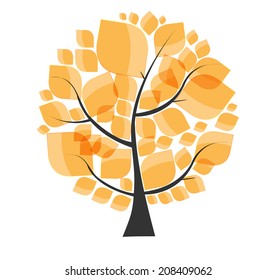 Beautiful Autumn Tree on a White Background Vector Illustration. EPS10