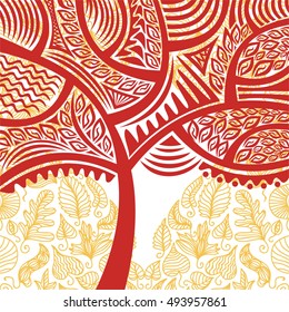 Beautiful autumn tree. Vector illustration.