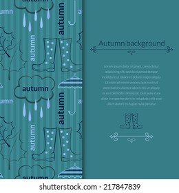 Beautiful autumn vector background with seasonal attributes with space for text