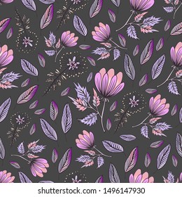 Beautiful autumn vector seamless pattern with colorful leaves. Perfectly for interior design, wall, kids, bedding, clothing, wrapping paper, bed linen, textile, fashion.