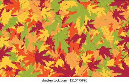 Beautiful Autumnal vector background in red, orange and yellow colors. Design for web, wallpaper. Illustration