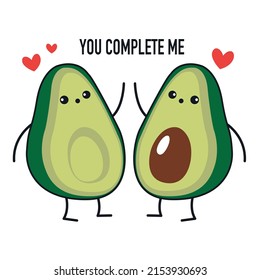 Beautiful avocado couple happy and in love.