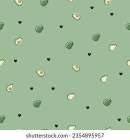 Beautiful avocado vector seamless pattern design for decoration, wallpaper, wrapping paper, fabric, background and etc.