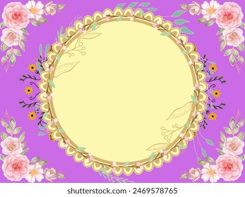 A beautiful and awesome floral round frame with beautiful flower empty and customizable