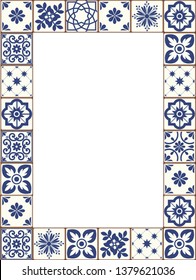 Beautiful Azulejo tiles vector frame