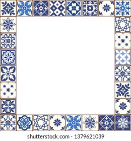 Beautiful Azulejo tiles vector frame