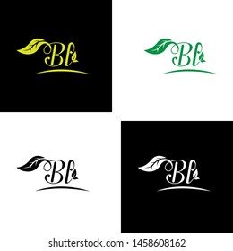 Beautiful B L letters with leaf. Handwriting, Signature, wedding, fashion, boutique, jewelry, botanical , floral logo creative Vector logo Design template