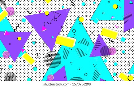 Seamless Geometric Pattern Retro Memphis 80s Stock Vector (Royalty Free ...