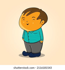 beautiful baby boy character design vector illustration on yellow background with expression.