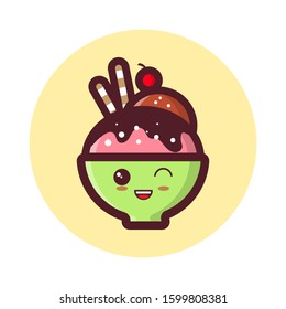 Beautiful baby candied vegetable and fruit doodle icon and cute style