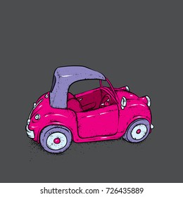 Beautiful baby car. Vector illustration. Nice car. Vintage car. Picture for postcard or poster, print. 