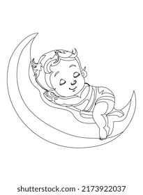 Beautiful Baby coloring page. Beauty of Nature. Happiness of life .