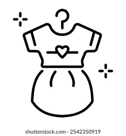 Beautiful baby dress icon in line style 