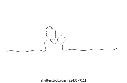 beautiful baby mom one line art with pentool
