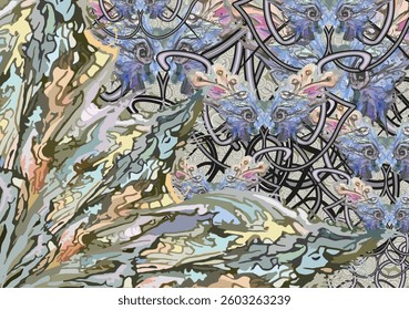 Beautiful backdrop with plant and butterfly wings elements for textiles or fabrics. Bright tropical motifs for fashion trends, business, covers, batiks, interiors, tiles, prints, dynamic posters, etc.