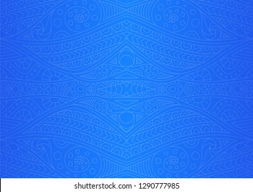 Beautiful background with abstract blue linear seamless pattern
