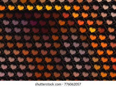 Beautiful background with an abstract pattern of flying hearts. Design element for greeting cards, book covers, title backgrounds. Vector clip art