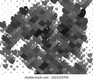 Beautiful background with an abstract pattern of hearts. The layout for greeting cards, Valentine Day cards, labels, tags, banners, flyers, ads. Vector clip art.