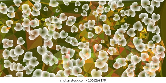 Beautiful background with an abstract pattern of hearts. Design element for greeting cards, book covers, title backgrounds. Vector clip art.