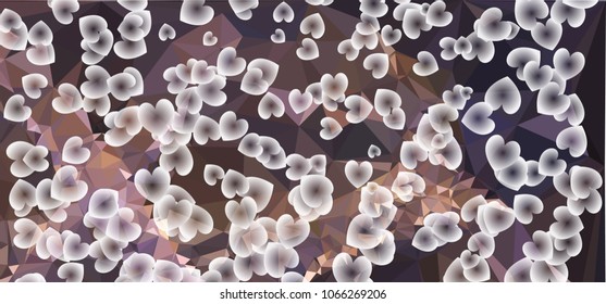 Beautiful background with an abstract pattern of hearts. Design element for greeting cards, book covers, title backgrounds. Vector clip art.
