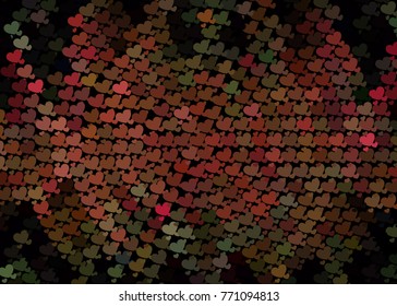 Beautiful background with an abstract pattern of hearts. Design element for greeting cards, book covers, title backgrounds. Vector clip art.