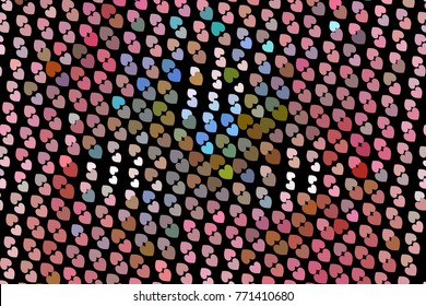Beautiful background with an abstract pattern of hearts. Design element for greeting cards, book covers, title backgrounds. Vector clip art.