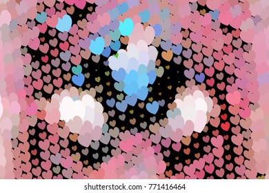 Beautiful background with an abstract pattern of hearts. Design element for greeting cards, book covers, title backgrounds. Vector clip art.