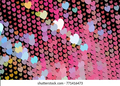 Beautiful background with an abstract pattern of hearts. Design element for greeting cards, book covers, title backgrounds. Vector clip art.