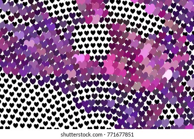 Beautiful background with an abstract pattern of hearts. Design element for greeting cards, book covers, title backgrounds. Vector clip art.