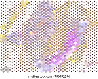 Beautiful background with an abstract pattern of hearts. The layout for greeting cards, Valentine Day cards, labels, tags, banners, flyers, ads. Vector clip art.