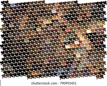 Beautiful background with an abstract pattern of hearts. The layout for greeting cards, Valentine Day cards, labels, tags, banners, flyers, ads. Vector clip art.