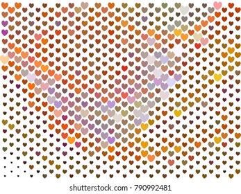 Beautiful background with an abstract pattern of hearts. The layout for greeting cards, Valentine Day cards, labels, tags, banners, flyers, ads. Vector clip art.