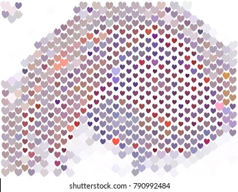Beautiful background with an abstract pattern of hearts. The layout for greeting cards, Valentine Day cards, labels, tags, banners, flyers, ads. Vector clip art.