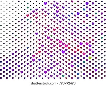 Beautiful background with an abstract pattern of hearts. The layout for greeting cards, Valentine Day cards, labels, tags, banners, flyers, ads. Vector clip art.
