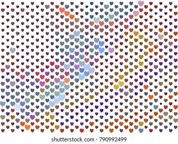 Beautiful background with an abstract pattern of hearts. The layout for greeting cards, Valentine Day cards, labels, tags, banners, flyers, ads. Vector clip art.