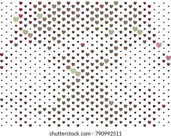 Beautiful background with an abstract pattern of hearts. The layout for greeting cards, Valentine Day cards, labels, tags, banners, flyers, ads. Vector clip art.