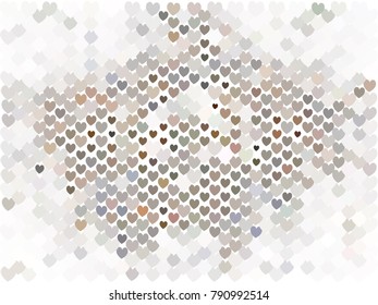 Beautiful background with an abstract pattern of hearts. The layout for greeting cards, Valentine Day cards, labels, tags, banners, flyers, ads. Vector clip art.