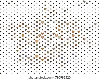 Beautiful background with an abstract pattern of hearts. The layout for greeting cards, Valentine Day cards, labels, tags, banners, flyers, ads. Vector clip art.