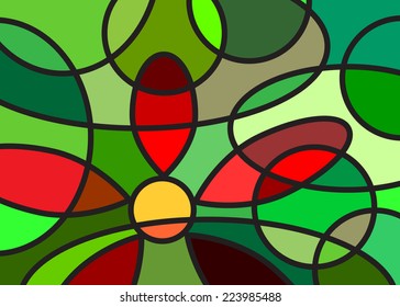Beautiful background, abstract red flower and green leaves